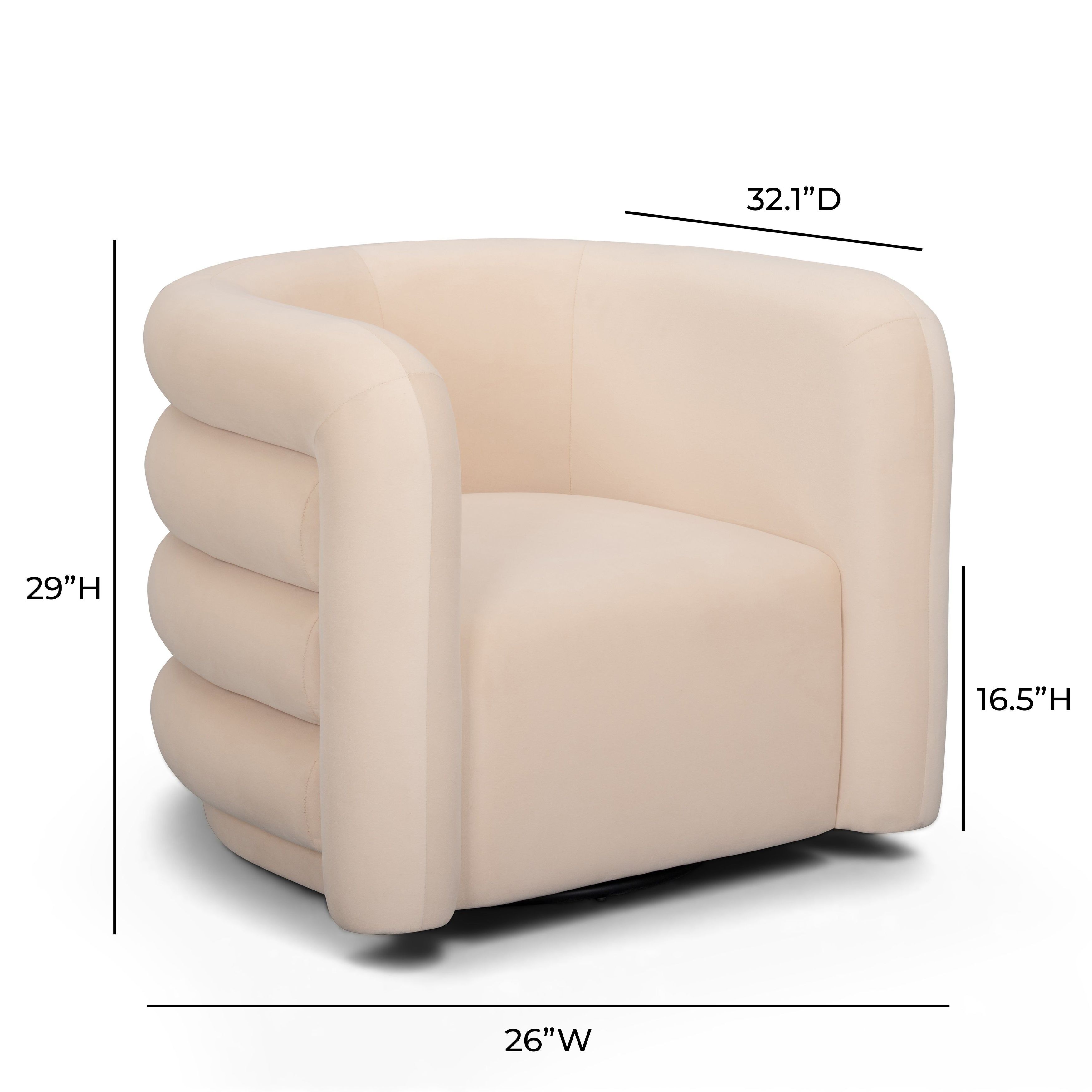 Curves Peach Performance Fabric Upholstered Swivel Accent Chair