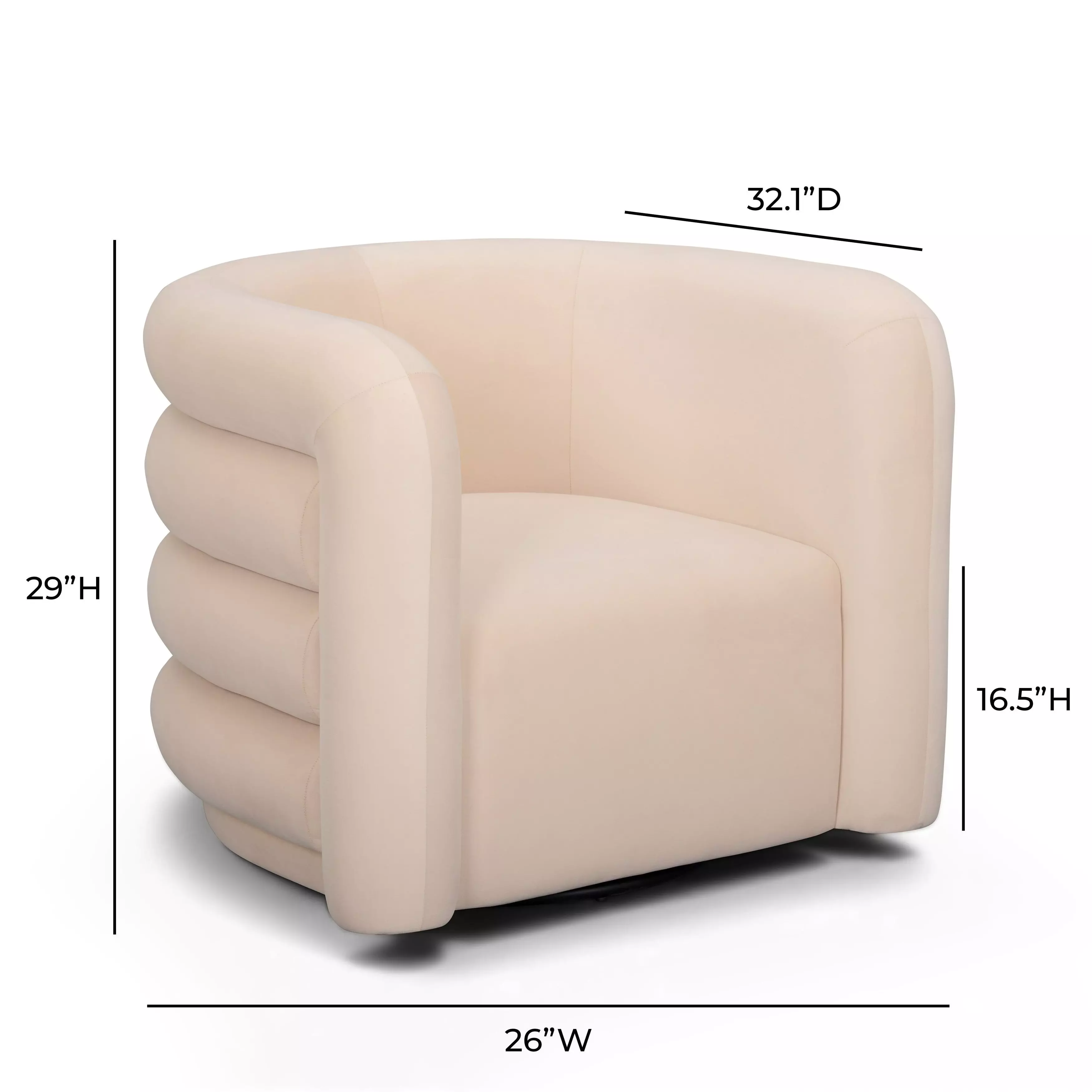Curves Peach Performance Fabric Upholstered Swivel Accent Chair