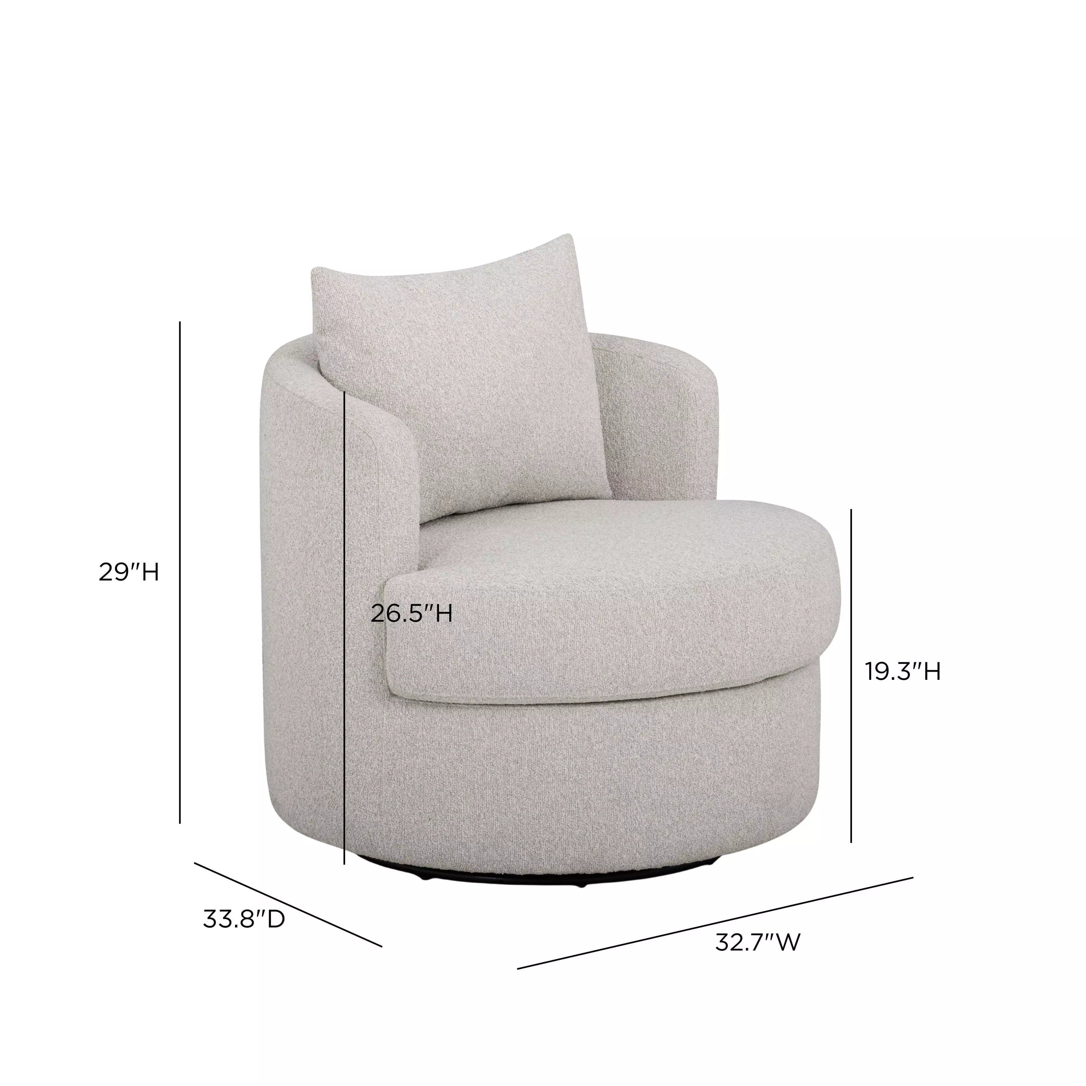 Silvi Off White Upholstered Swivel Accent Chair