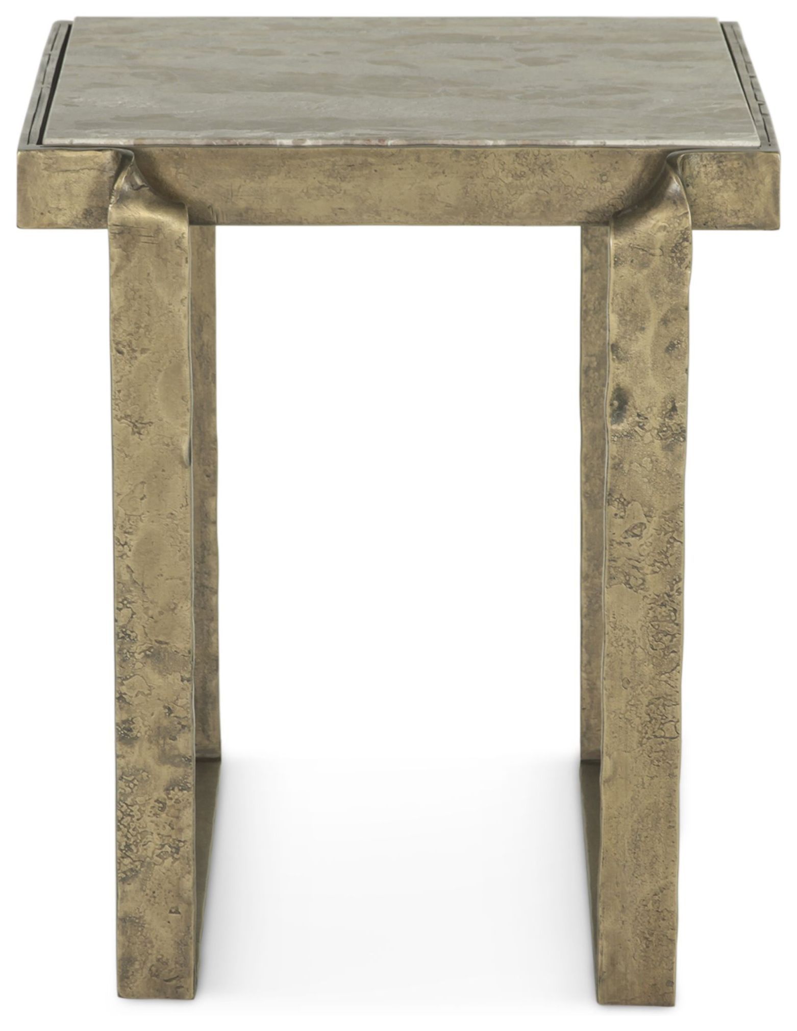 Rhodes Antique Brass and Marble Top Square Side Table from World