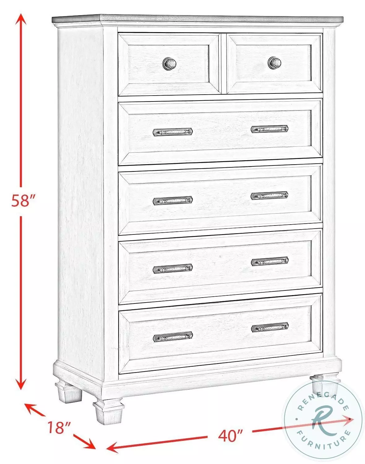 Bloomfield Medium Brown And Washed Stone 5 Drawer Chest