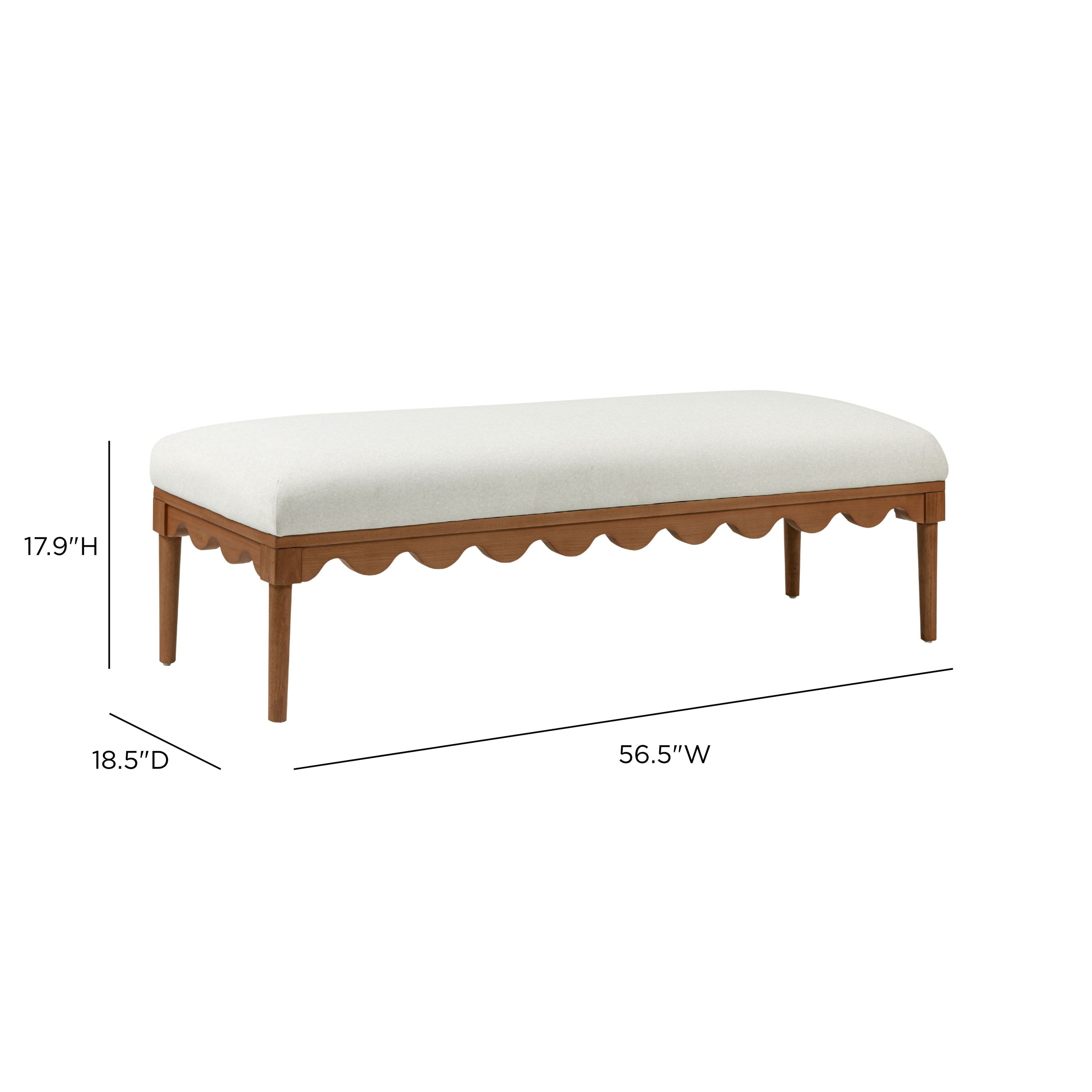 Oodle Cream Performance Fabric Upholstered Accent Bench