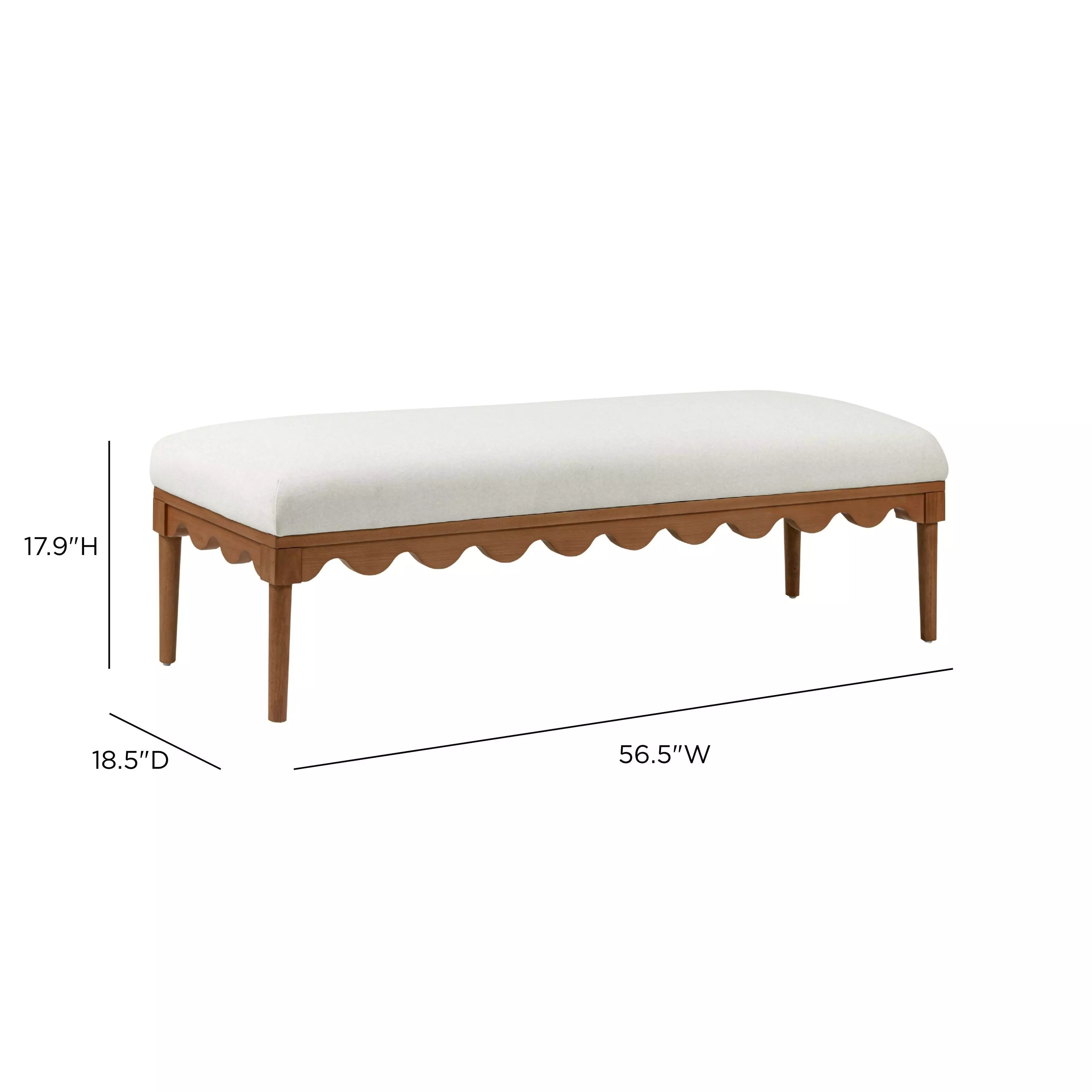 Oodle Cream Performance Fabric Upholstered Accent Bench