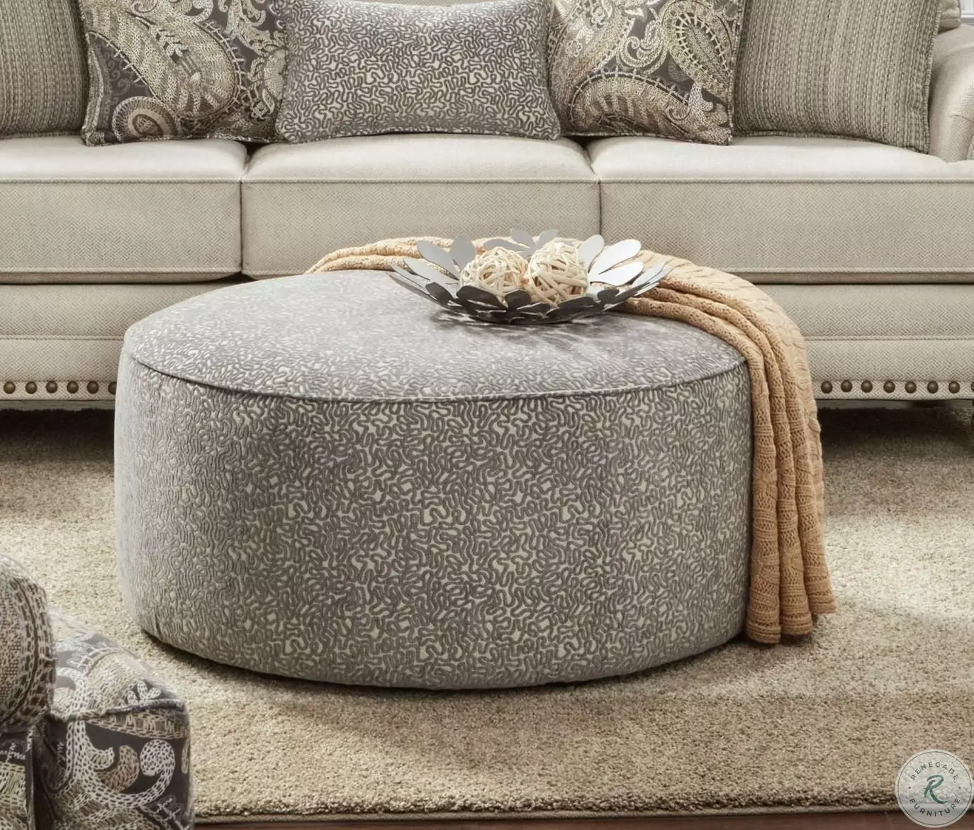 The Carys Doe Cannon Cobblestone Cocktail Ottoman from Southern