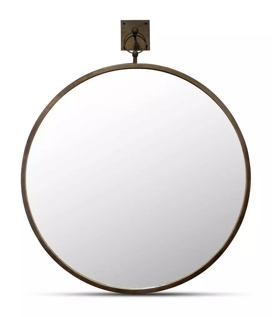 Cameo Aged Brass Round Wall Mirror