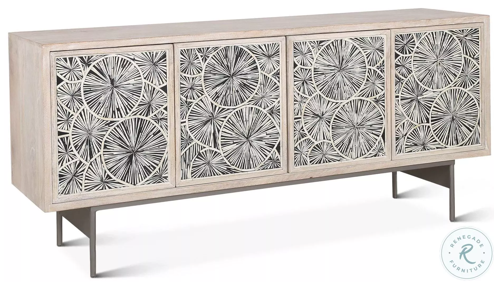 Palm Desert Vintage White And Bone Inlay Sideboard From World