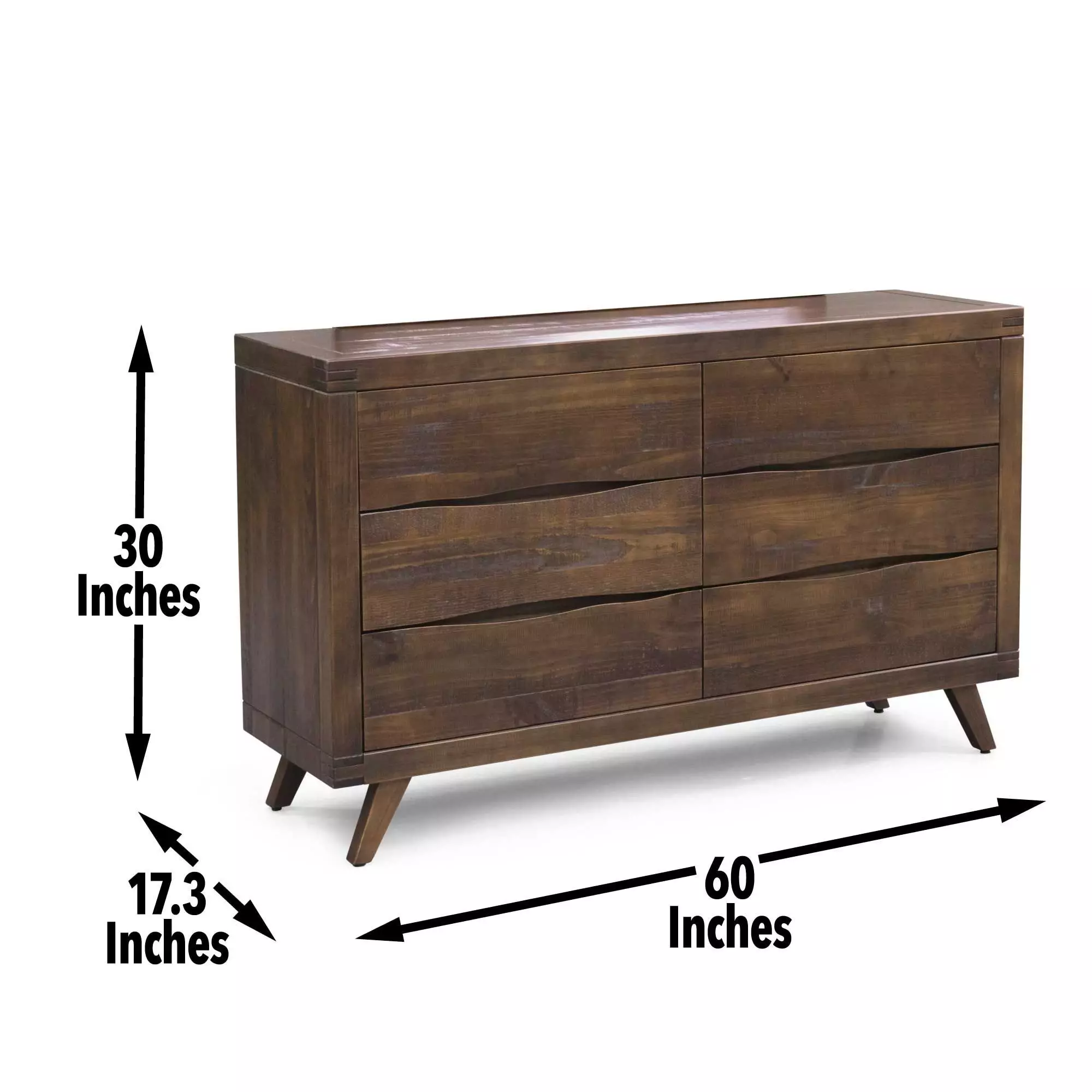 Pasco Brown 6 Drawer Dresser and Rectangular Mirror