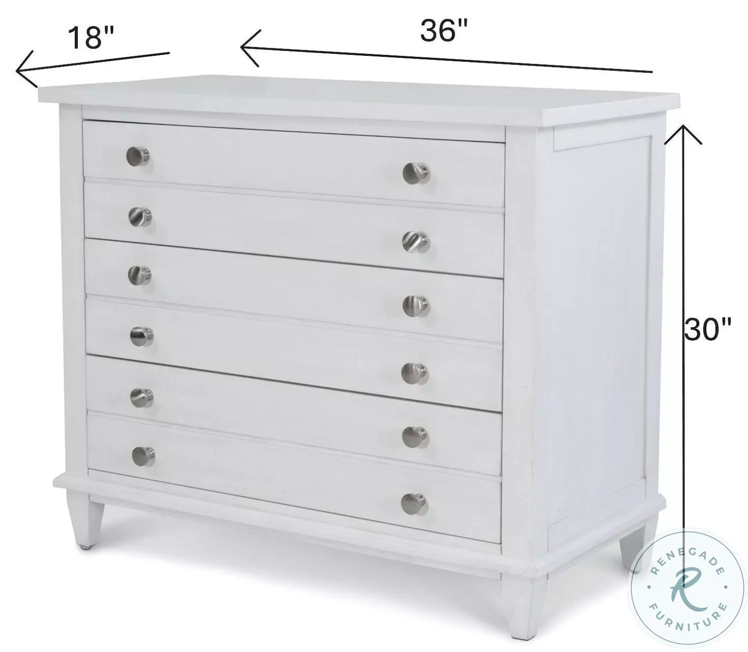Coastal Point Fresh White and Soft Grey Glaze 3 Drawer Chest with USB Charging