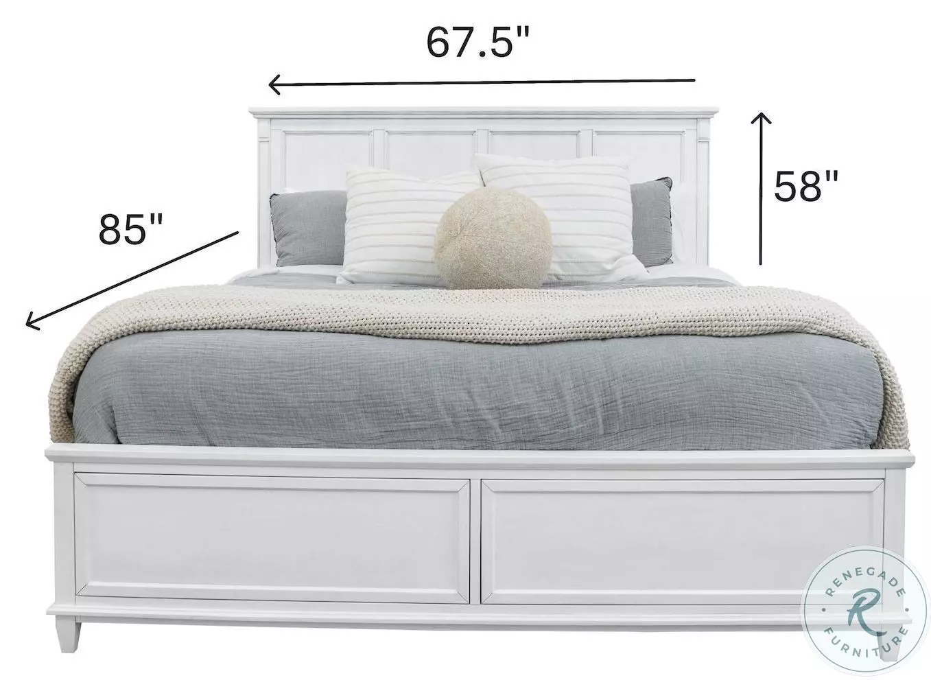 Coastal Point Fresh White Finish and Soft Grey Glaze Queen Panel Bed