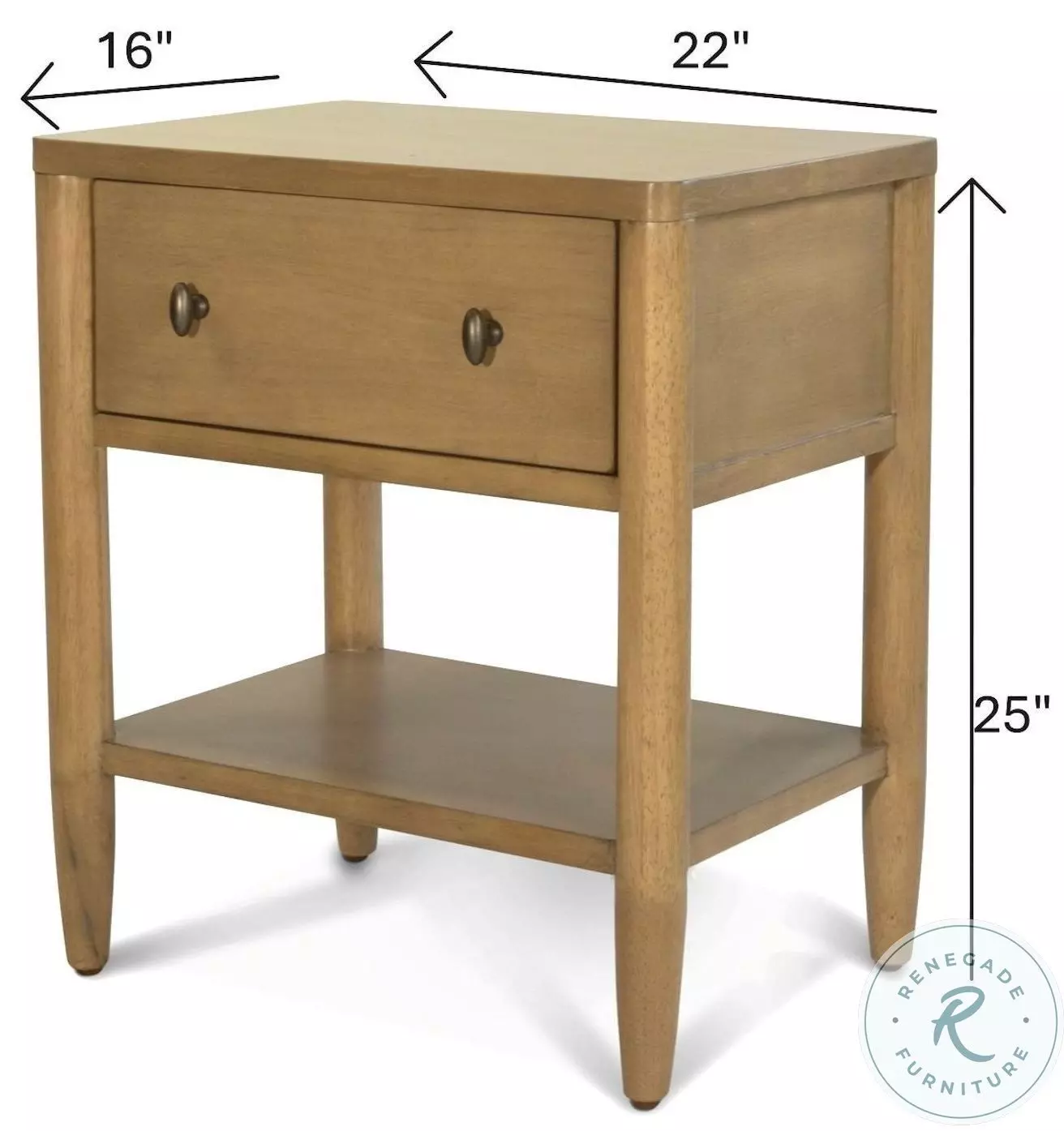 Maplewood Warm Maple 1 Drawer Nightstand with USB Charging