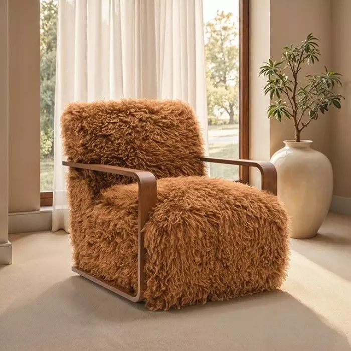 Elardo Camel Brown Upholstered Accent Chair from Furniture of
