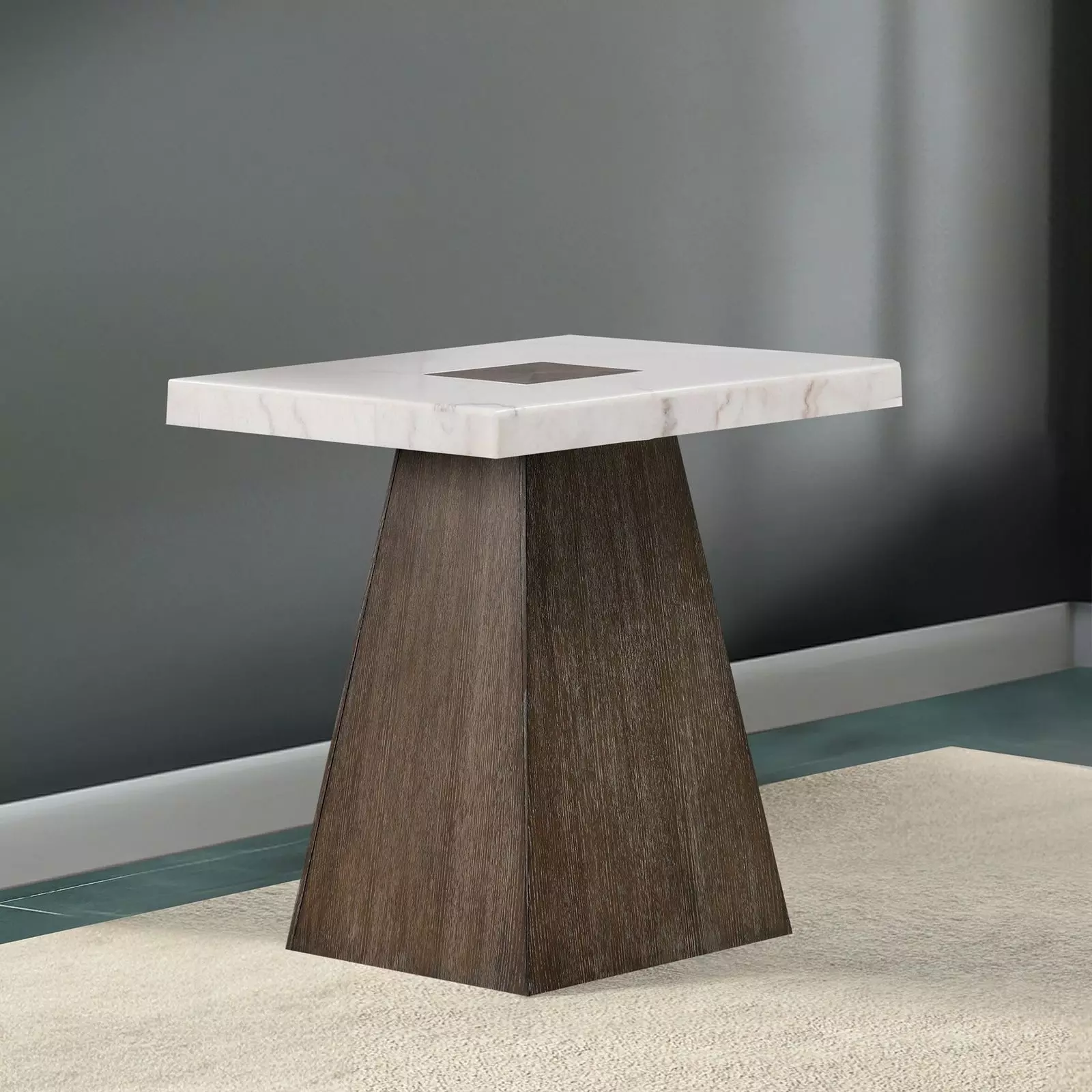 Grasten Ash Dark Walnut and White Square End Table From Furniture