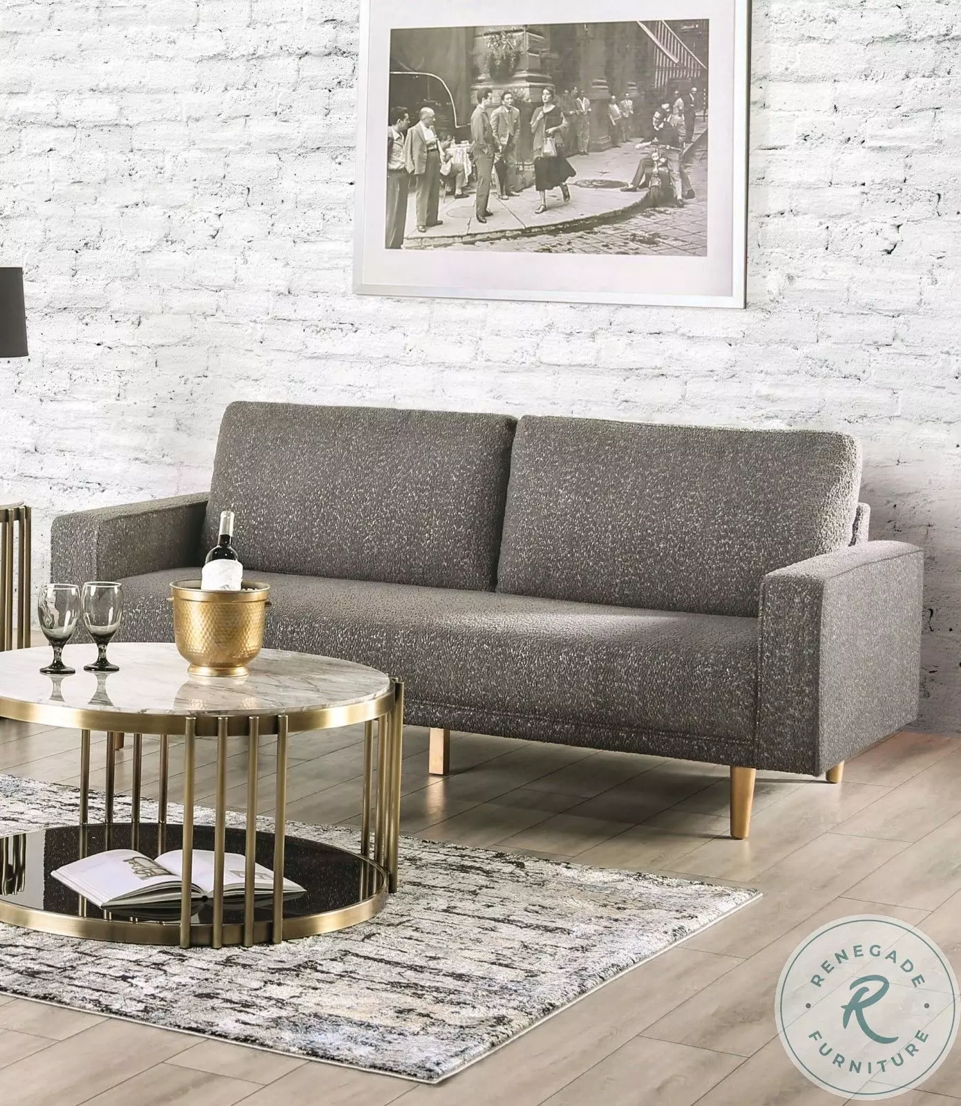 家具 Sofa grey Lazzara Colrich 111.5 in. Straight Arm 2-piece Microfiber