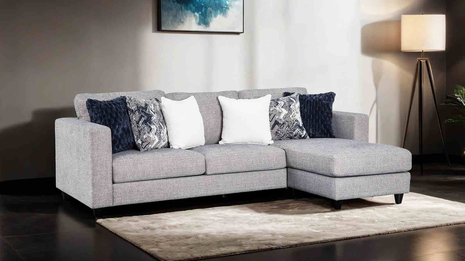 Harlow Light Gray 2 Piece Modular Sectional with RAF Chaise and Pillow ...