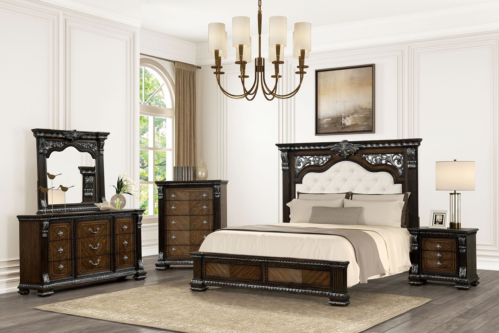 Promenade Espresso Upholstered Panel Bedroom Set from Furniture of
