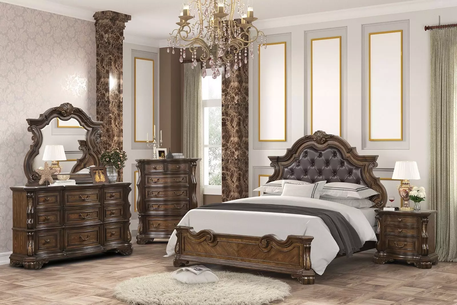 Leovanni Dark Brown Queen Upholstered Platform Bed From Furniture