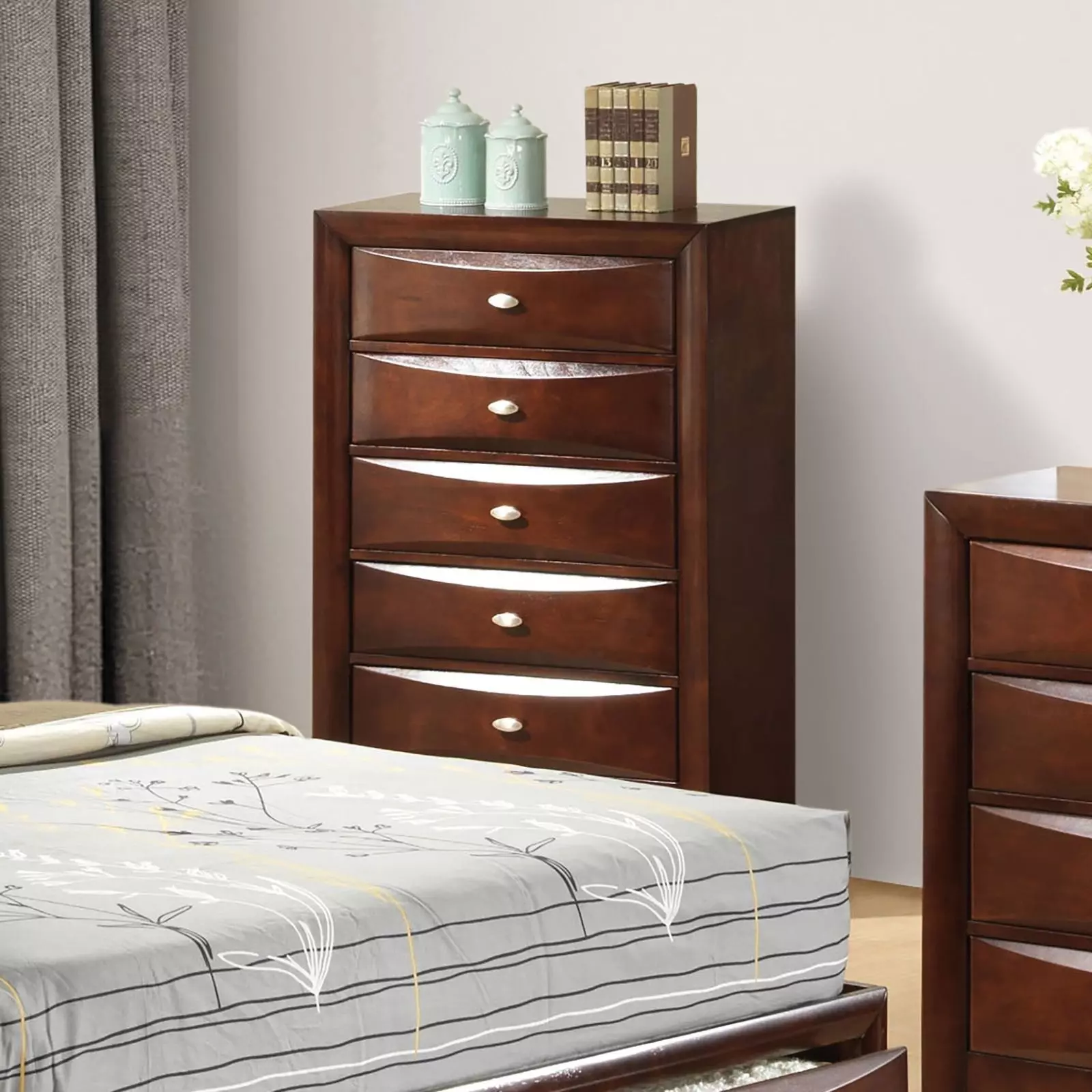 Zosimo Dark Cherry Storage Platform Bedroom Set from Furniture of