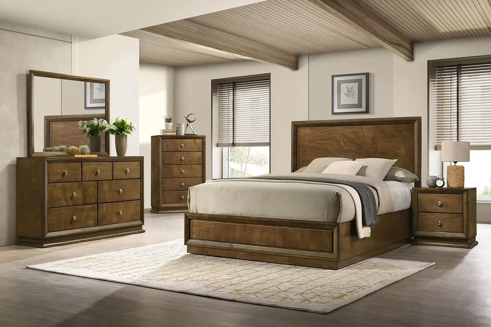 Kirkham Walnut Panel Bedroom Set from Furniture of America