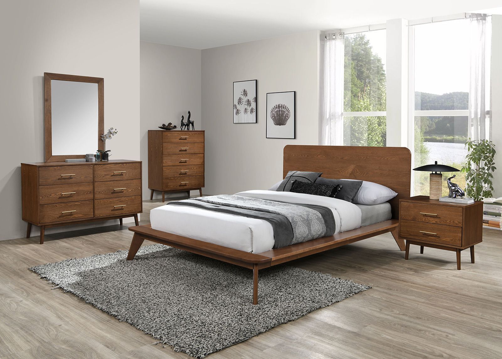 Stathelle Walnut Full Platform Bed From Furniture of America