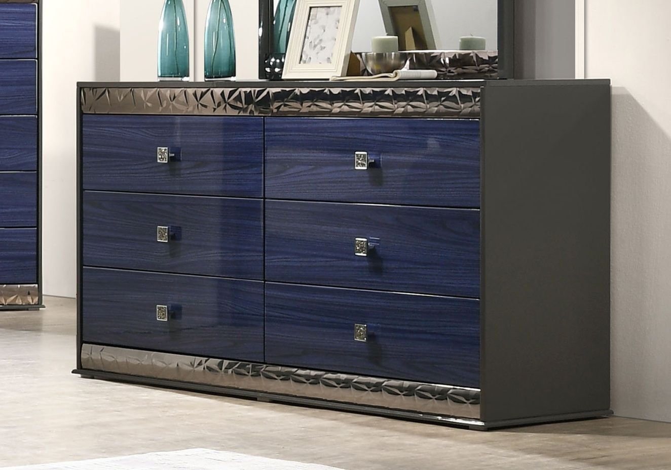Furniture of America Morcote Ash Gray/Indigo Blue Dresser | Ornate Home
