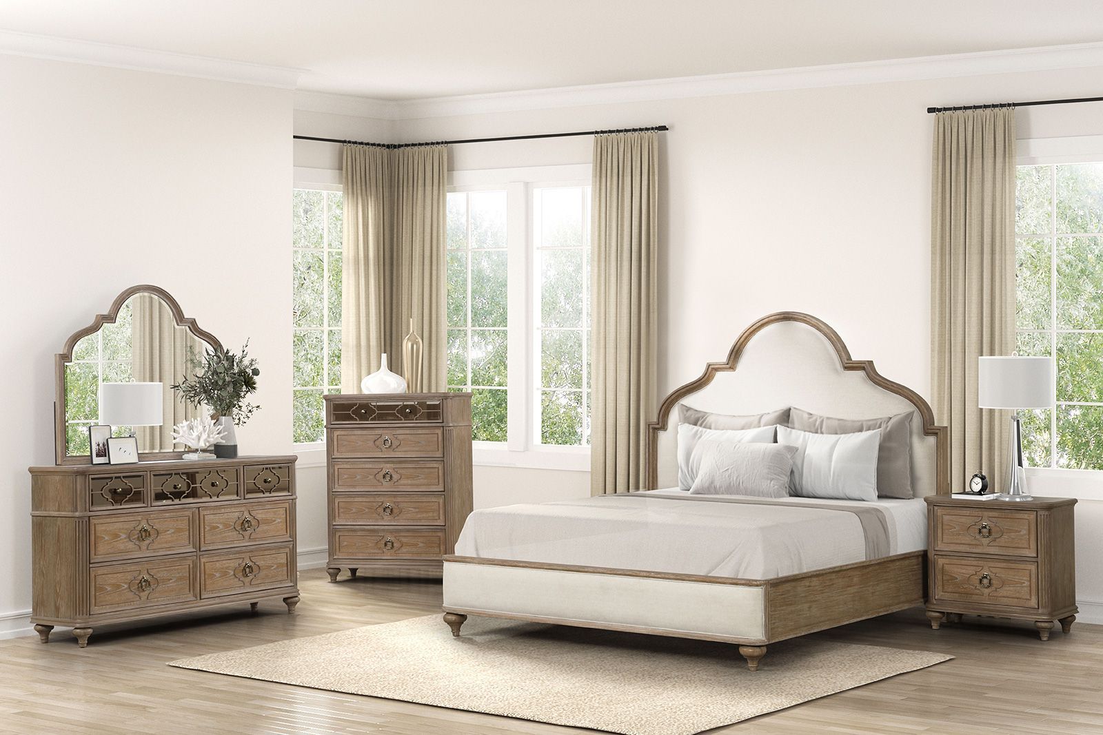 Lyris Rustic Oak Panel Bedroom Set from Furniture of America