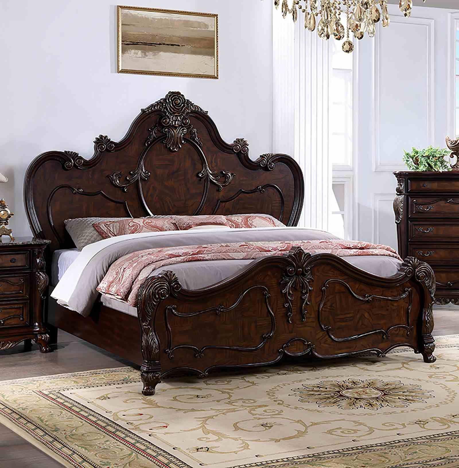 Roselli Dark Cherry Queen Panel Bed From Furniture of America