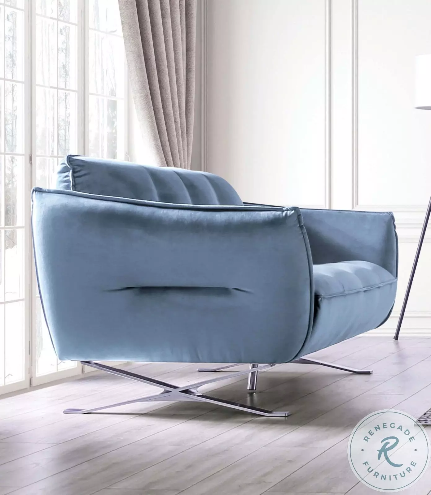 ラプレ 1P オットマン ライトブルー ワークプラス アスプルンド Civellutino Light Blue Loveseat From Furniture of America