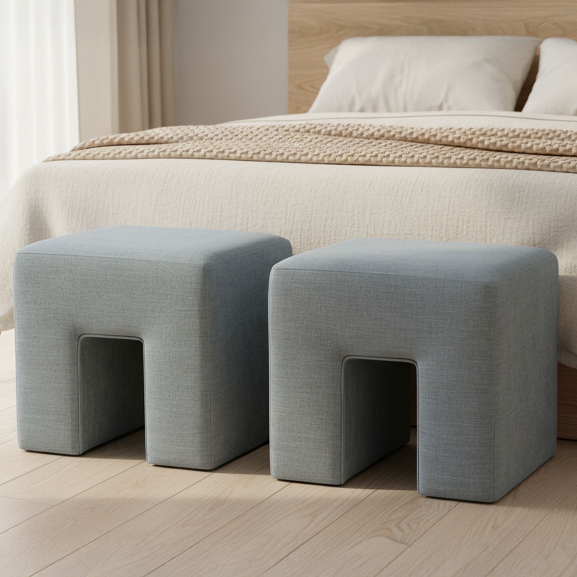 Aidy Light Blue Upholstered Stool From Moe Furniture | Coleman