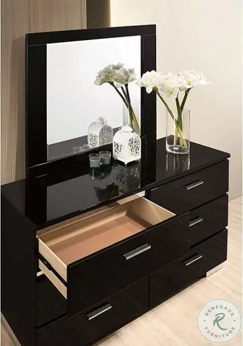 black gloss dresser Furniture of America Carlie Chrome and more