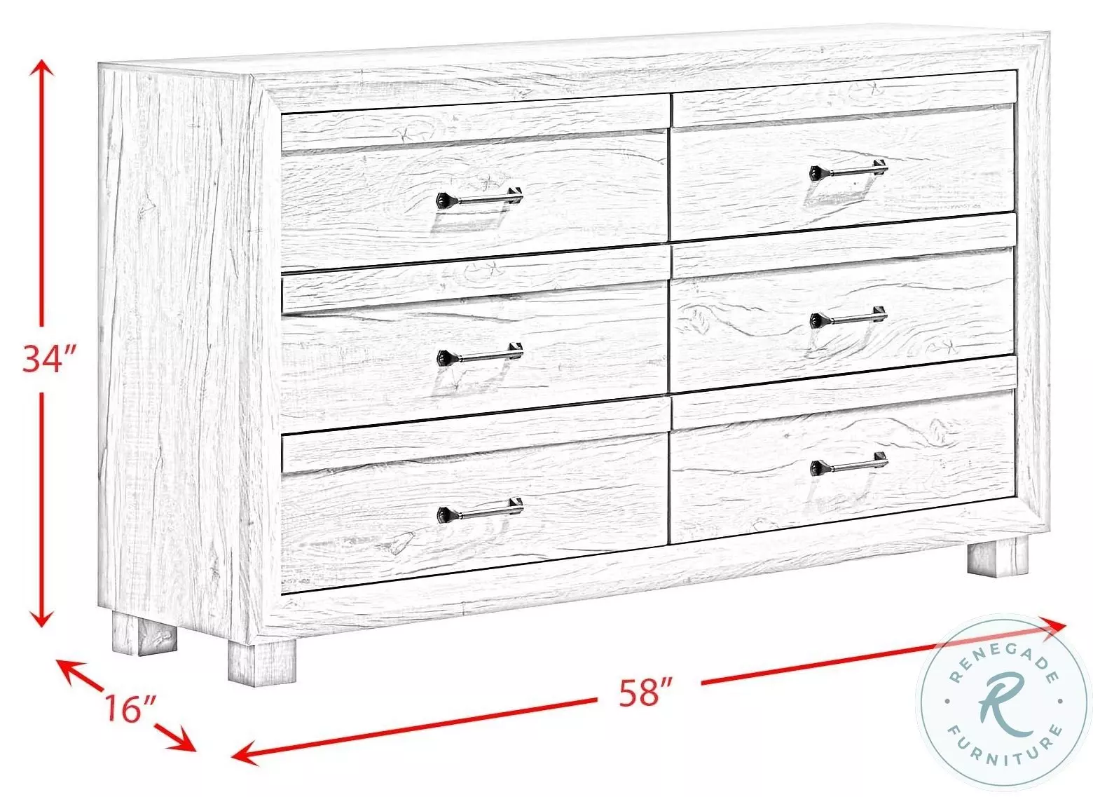 Tarrant White 6 Drawer Dresser
