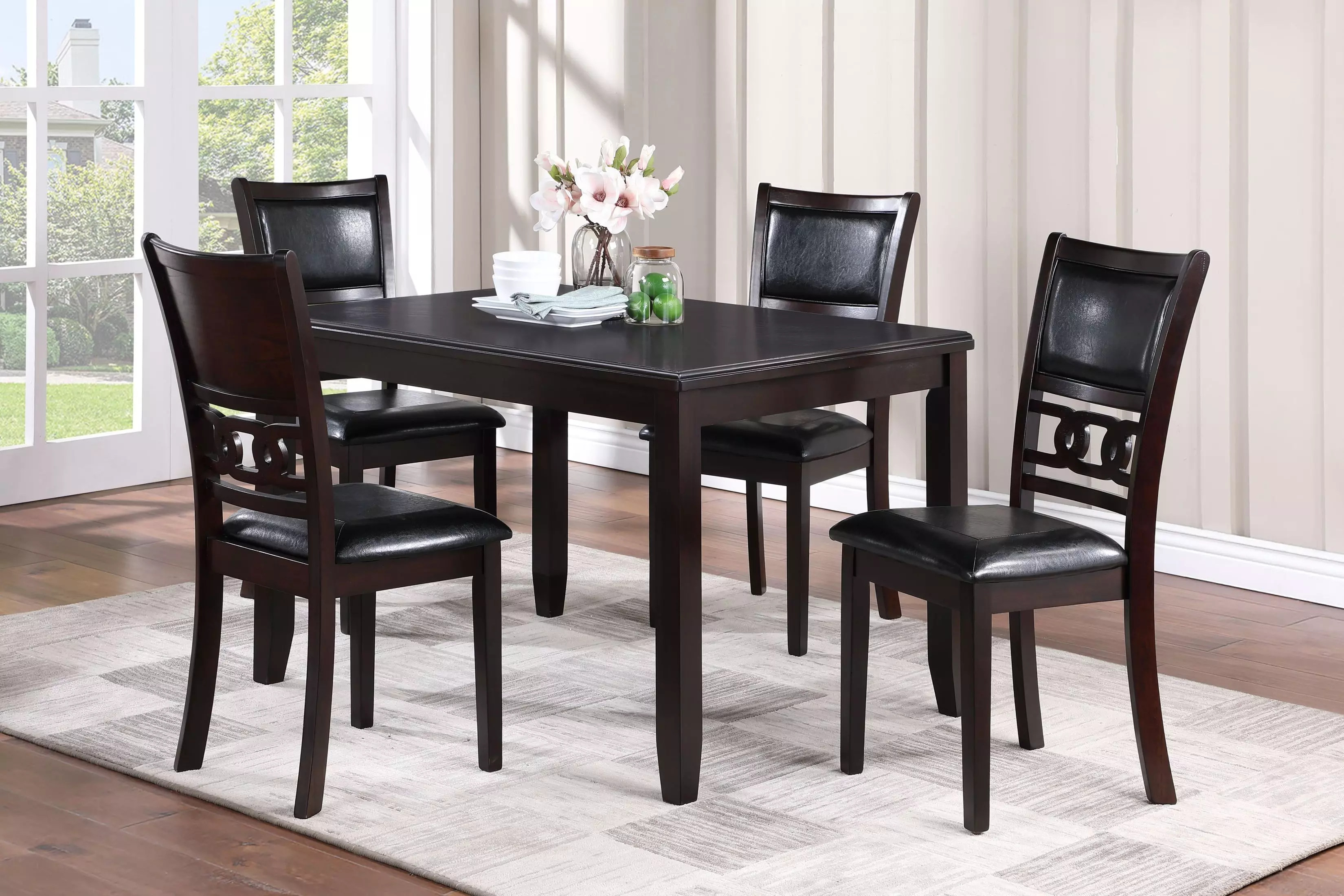 Gia Ebony 5 Piece 48" Dining Set