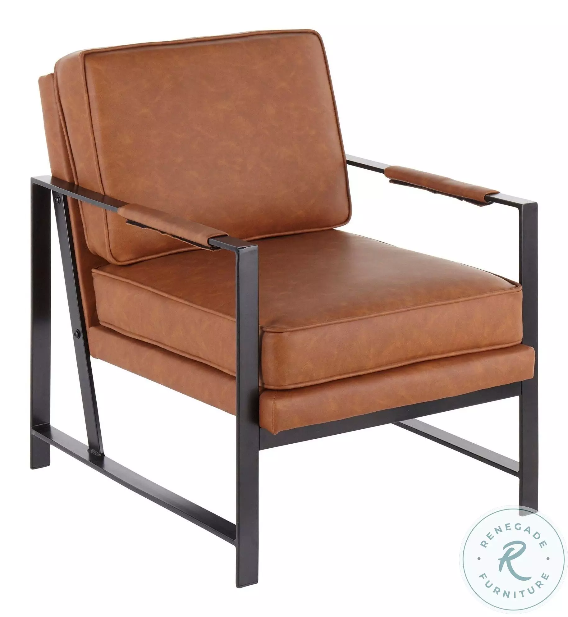 Franklin Black Metal And Camel Faux Leather Arm Chair From