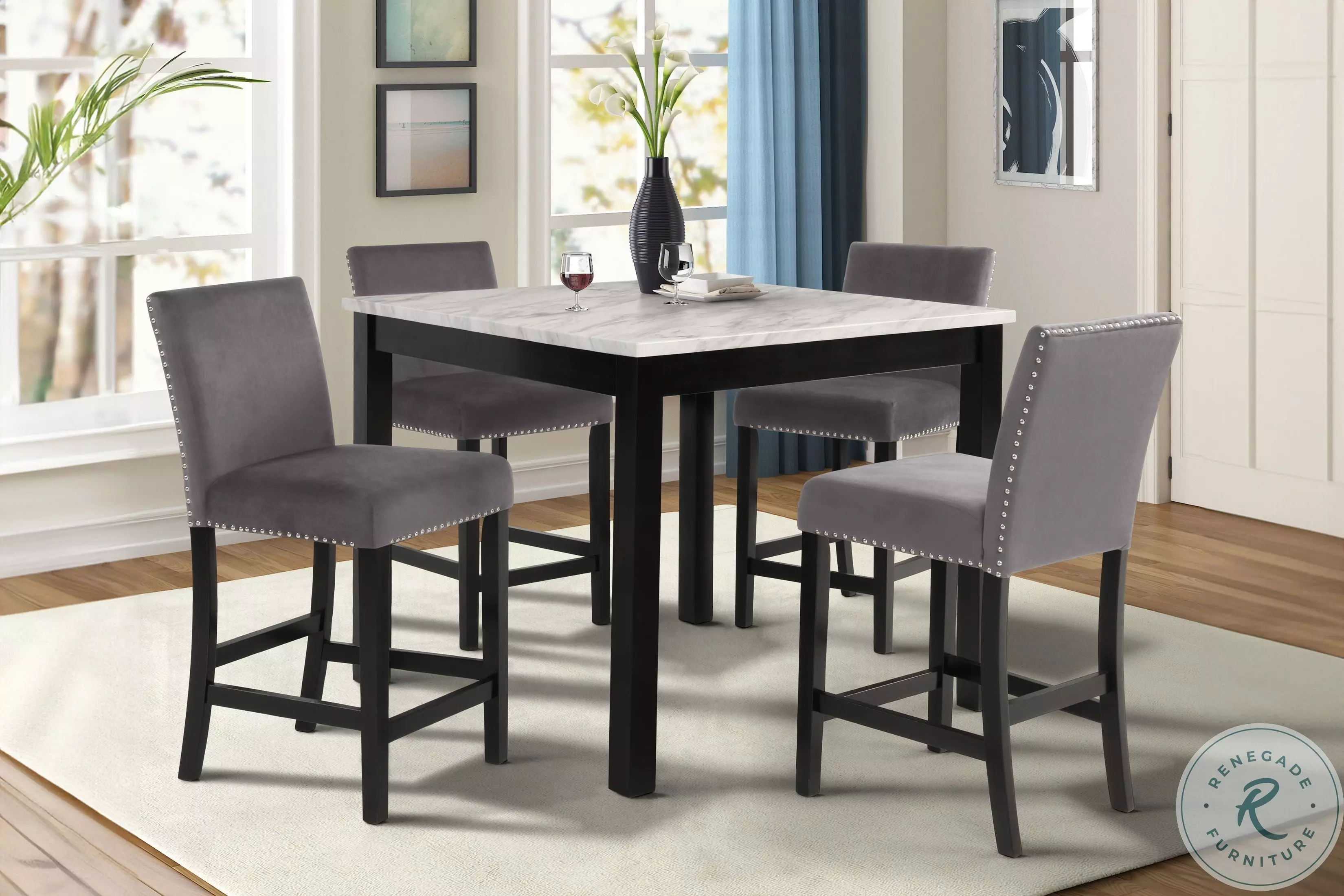 Celeste Gray 5 Piece Counter Height Dining Set From New Classic ...