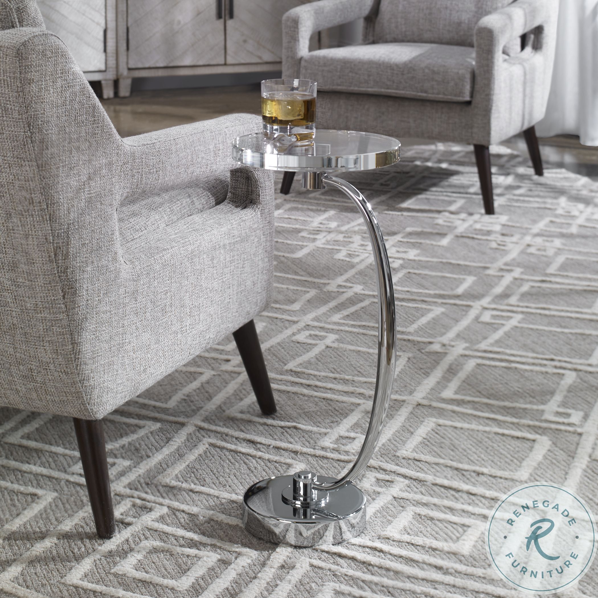 Waveney Polished Nickel Drink Table From Uttermost | Coleman Furniture
