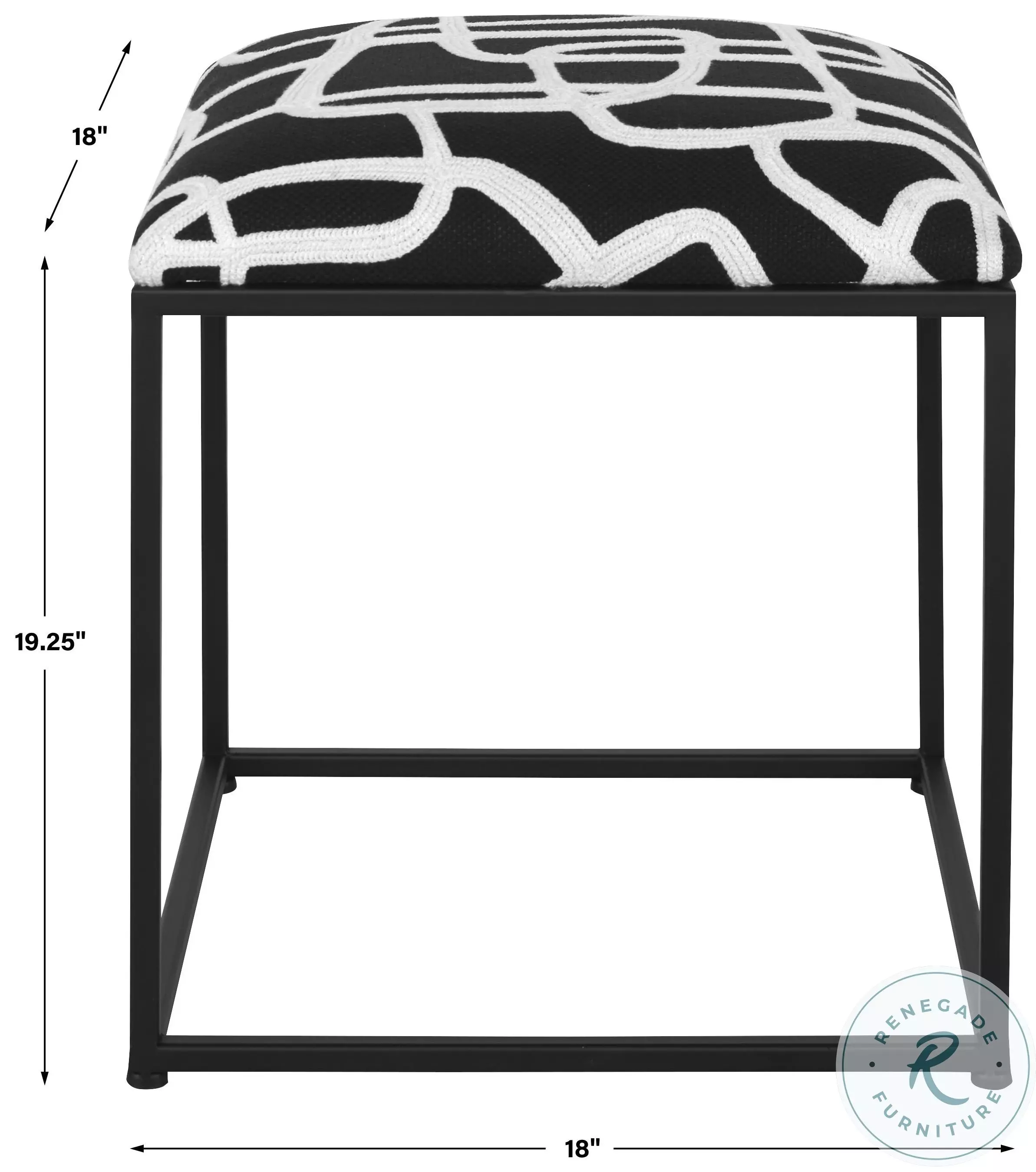 Loop Black and White Accent Stool