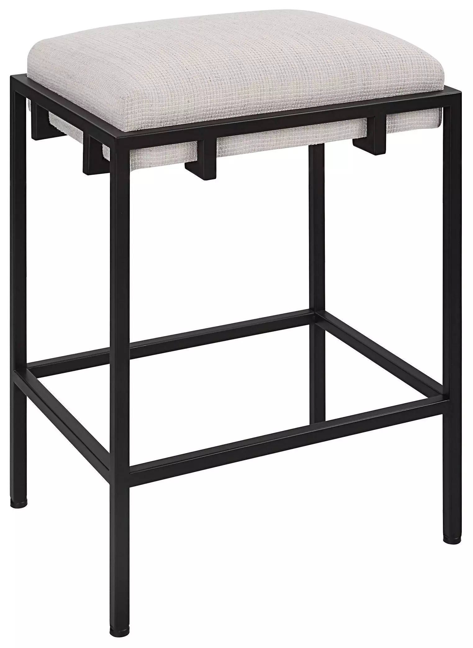 Uttermost 23695 Paradox 27 inch Matte Black and White Waffle Textured Polyester Counter Stool