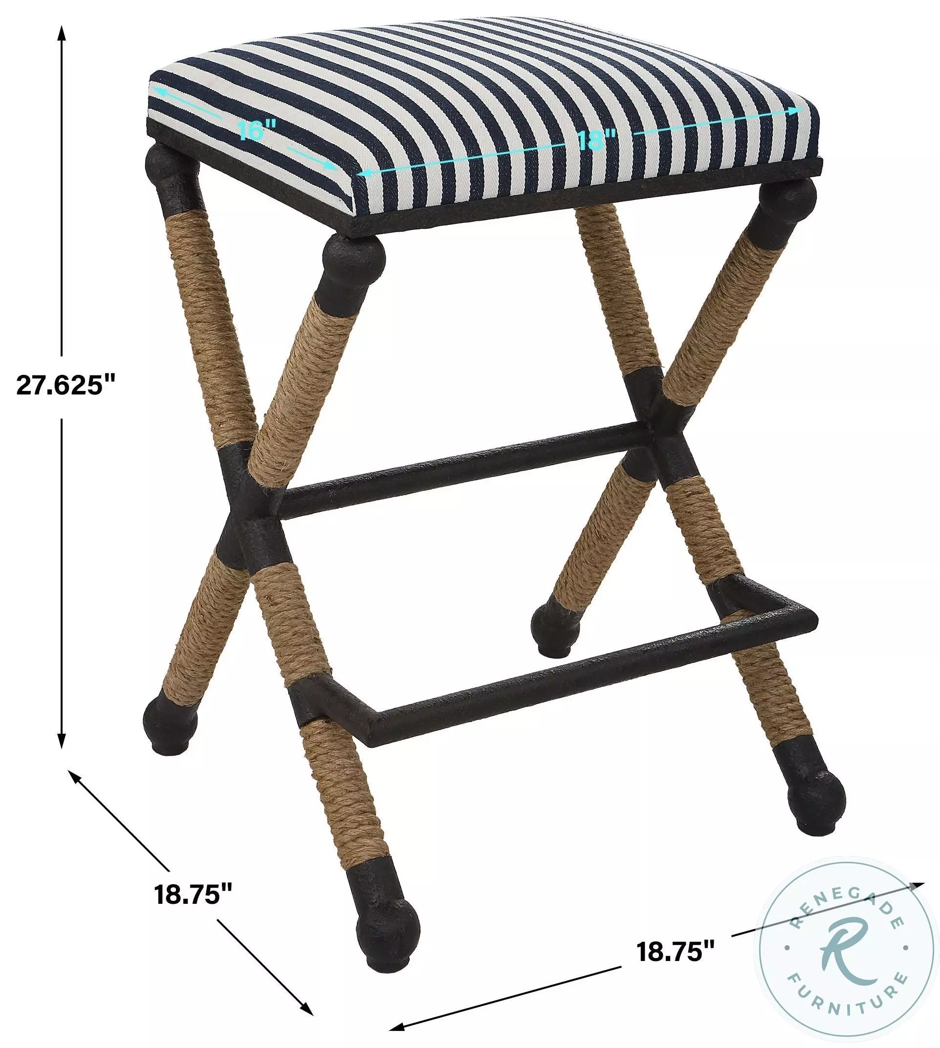 Trivio Crisp Navy and Cream Counter Height Stool