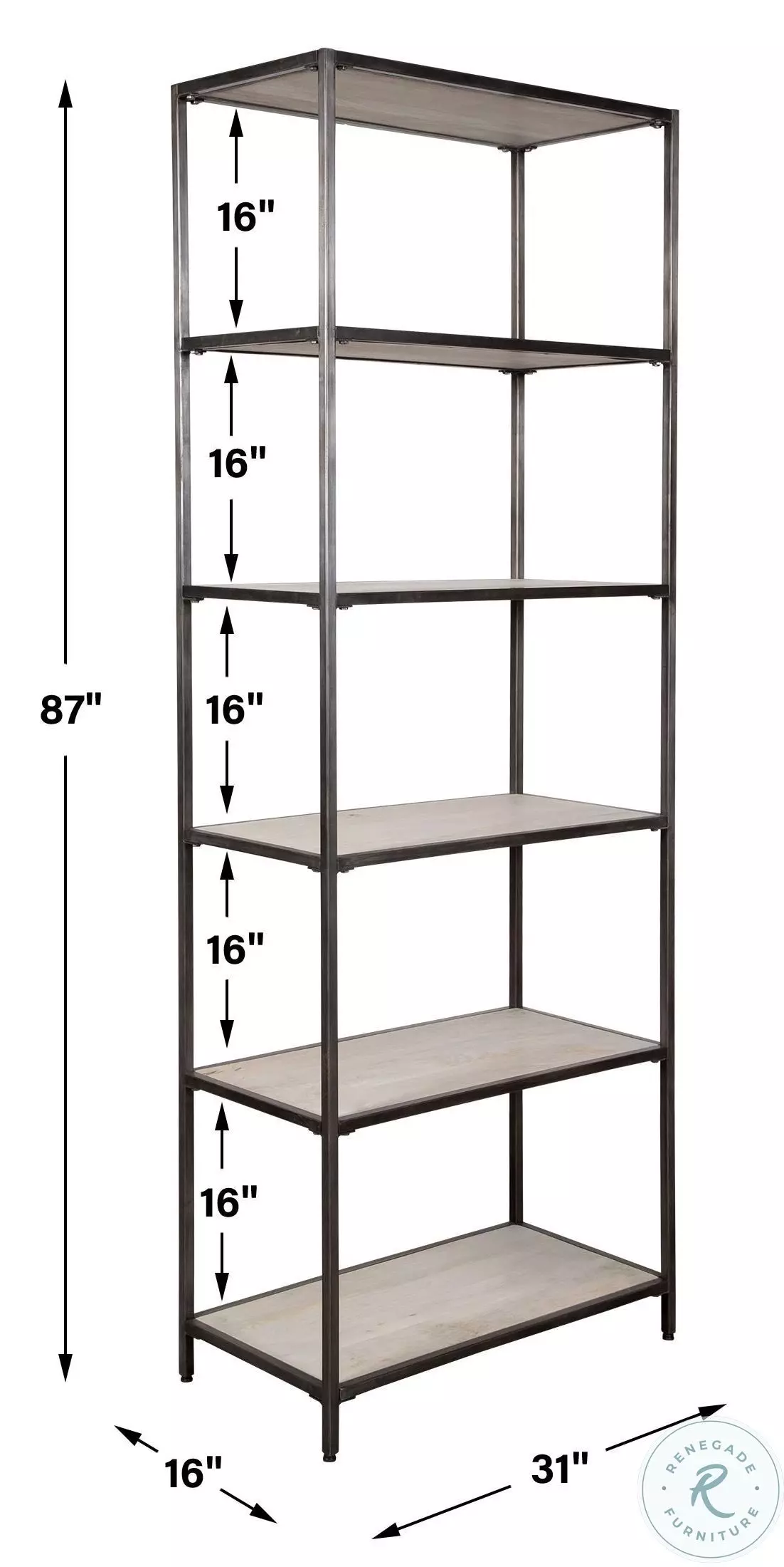 Maxim Gunmetal And White Wash Industrial Etagere