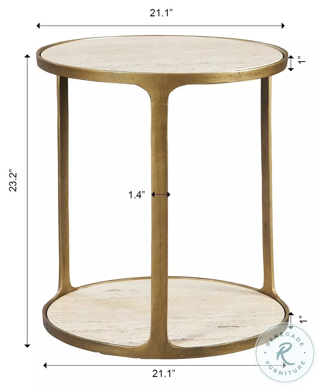 Enclave Rich Antique Brass And Beige Side Table