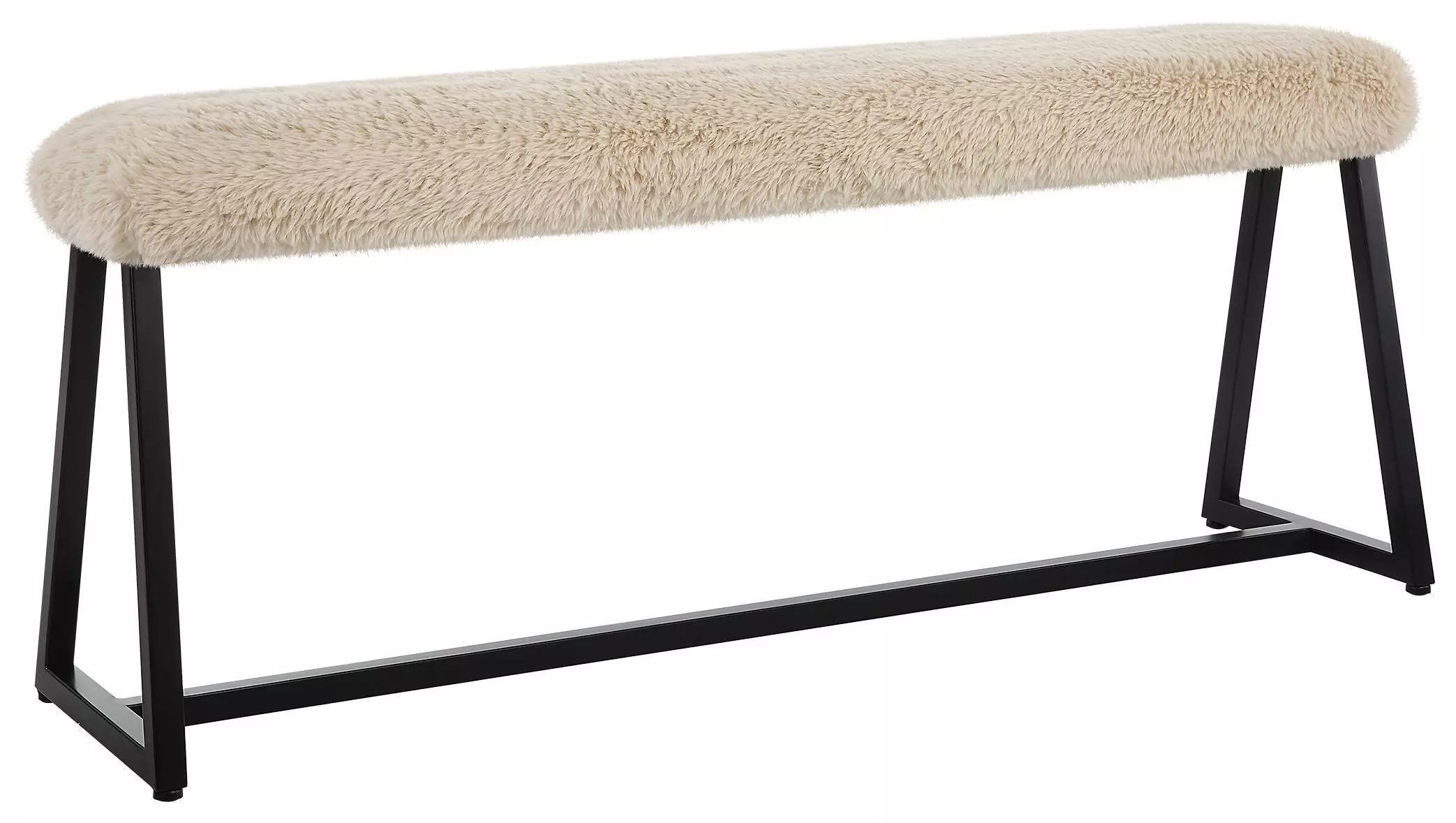 Uttermost 23056 Taupo Beige Faux Sheepskin and Matte Black Bench