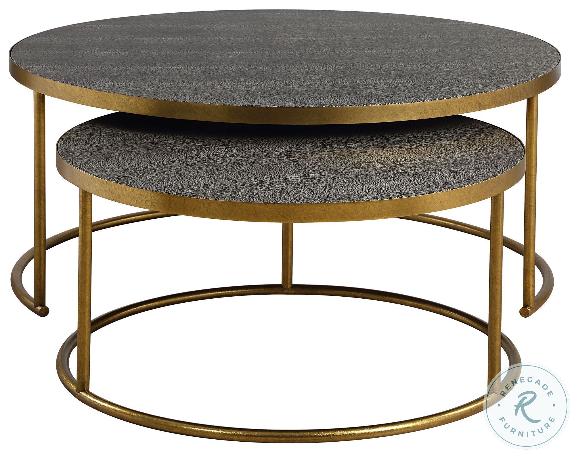 Aragon Gray And Burnished Brass Nesting Nesting Coffee Table Set Of 2