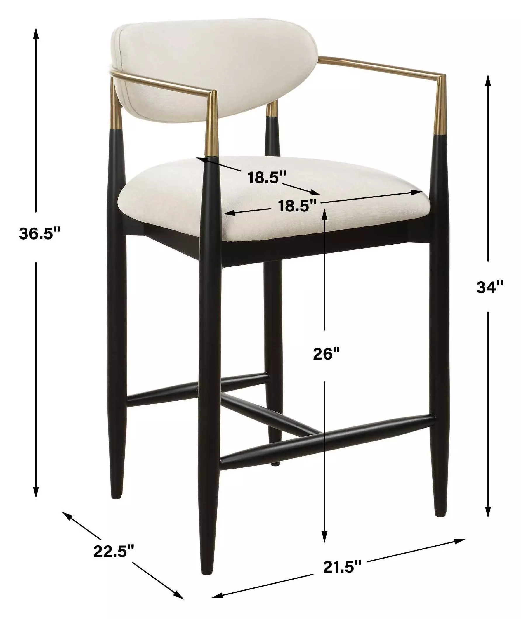 Alden Off White and Black Upholstered Counter Height Stool