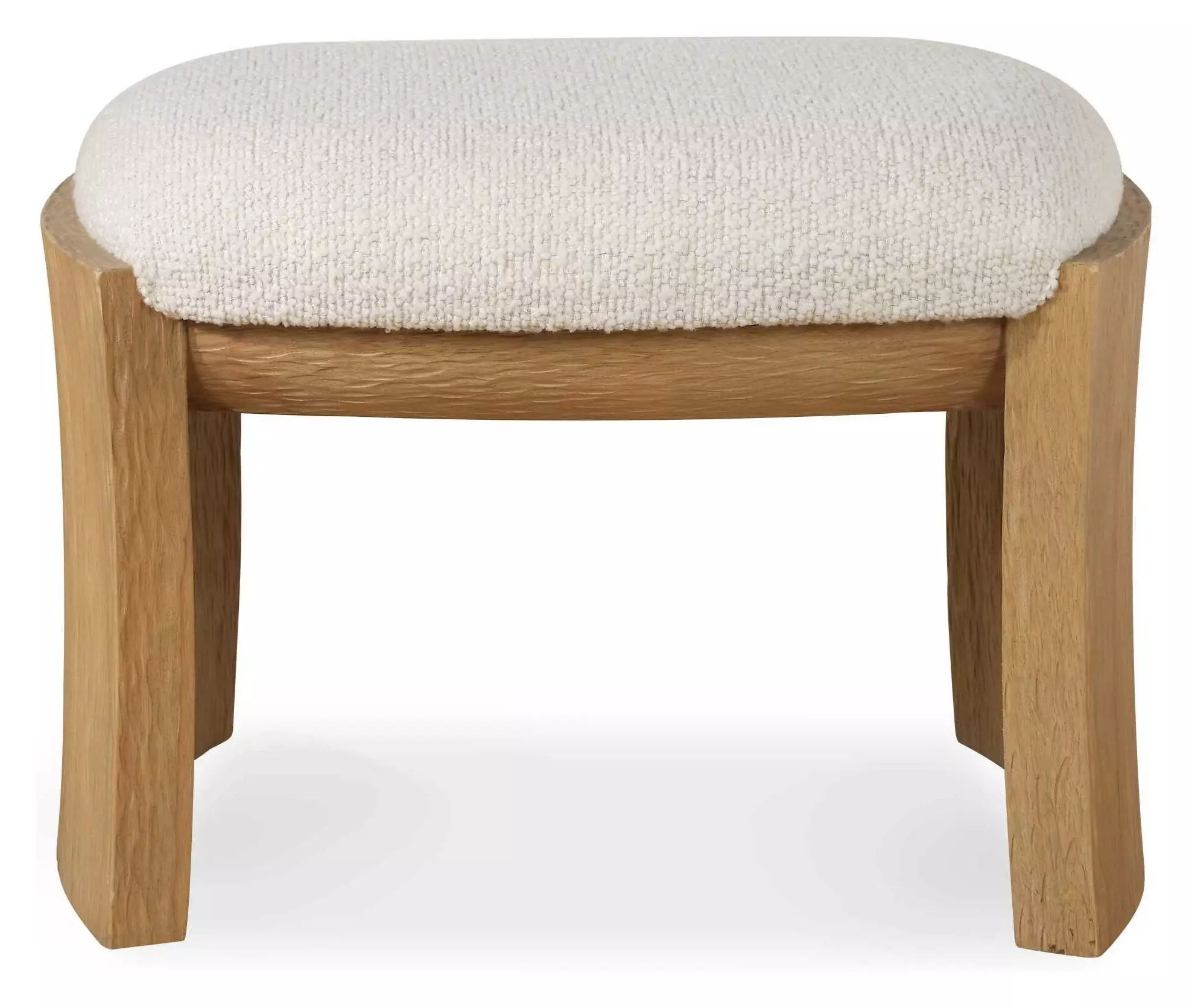 Port Texture White Upholstered Small Accent Bench