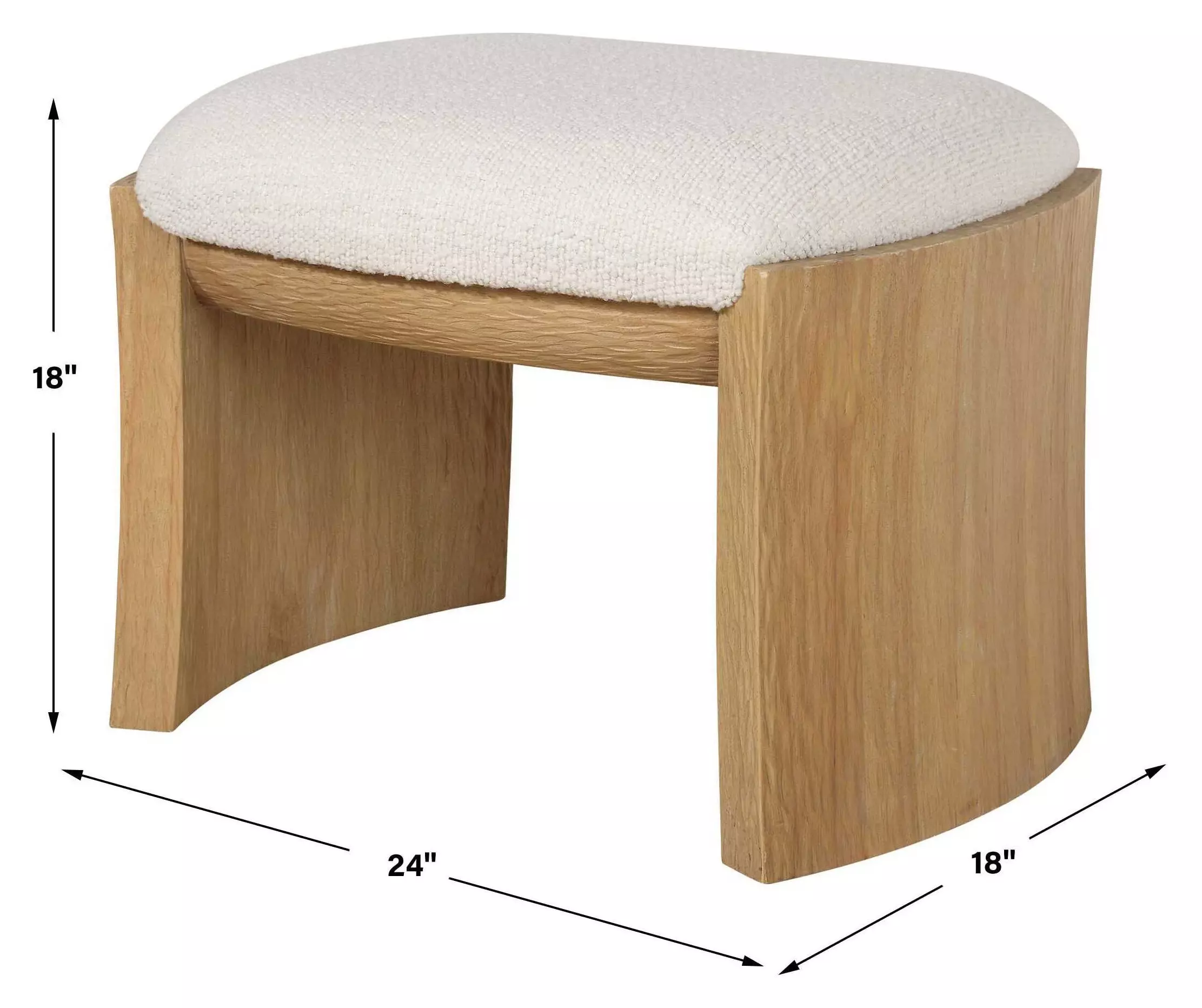 Port Texture White Upholstered Small Accent Bench