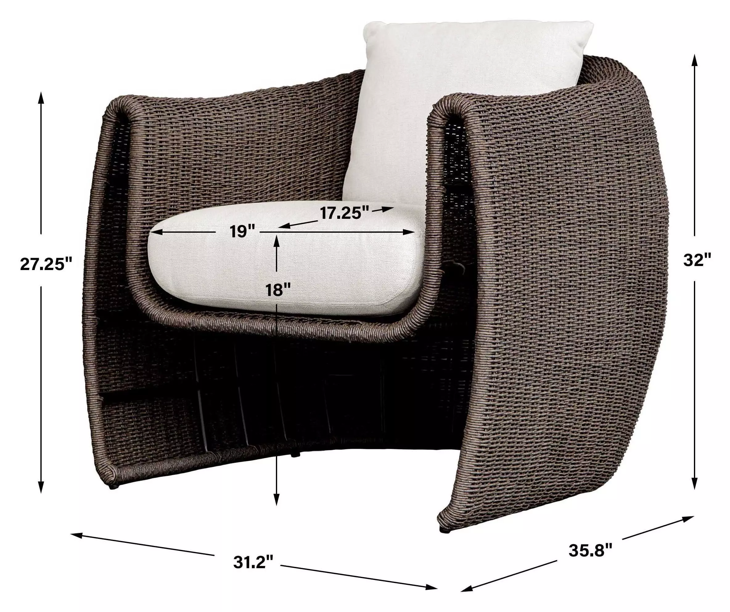 Belmont Oyster White and Mocha Upholstered Outdoor Lounge Chair