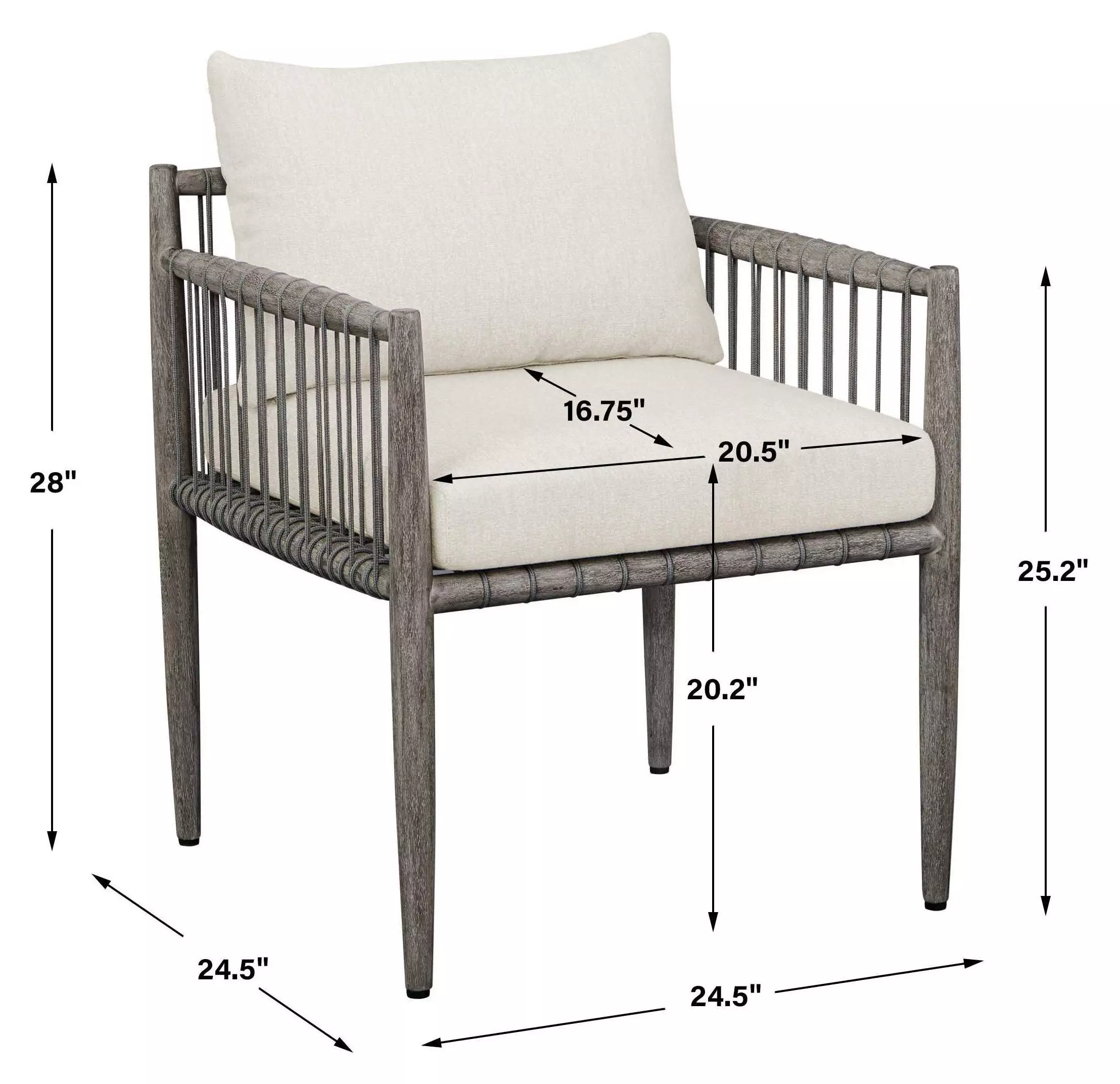 Borneo Oyster White Upholstered Outdoor Dining Chair