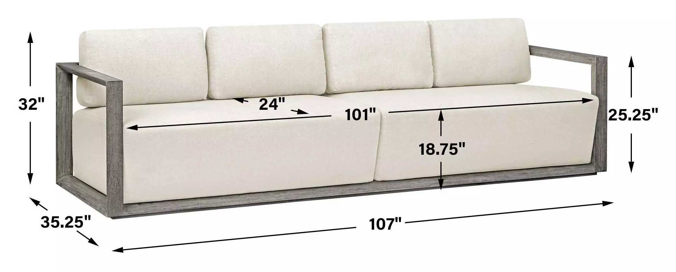 Carlisle Oyster White Outdoor 107" Sofa