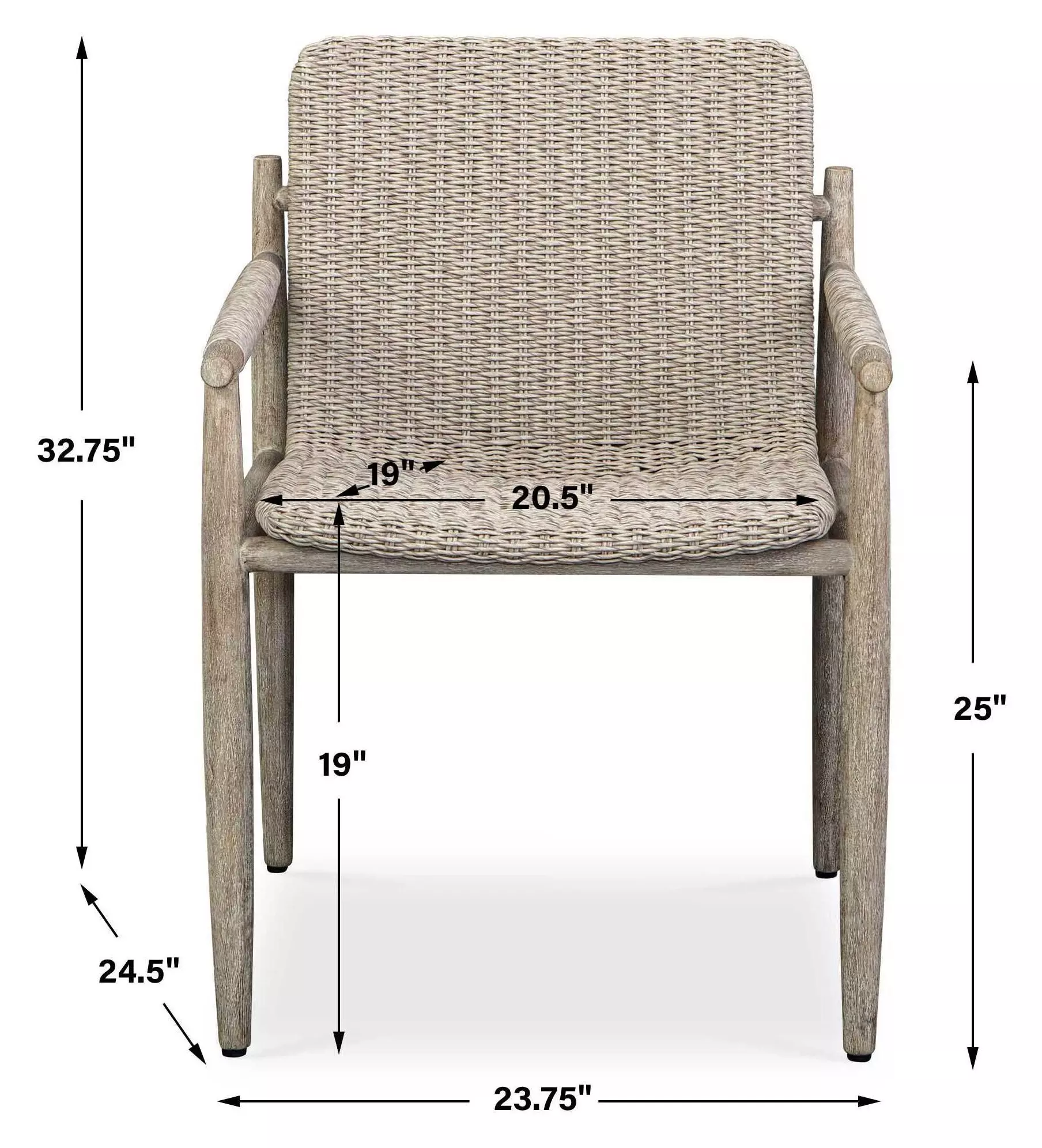 Prescott Twisted Oatmeal and Cerused Oak Outdoor Dining Chair