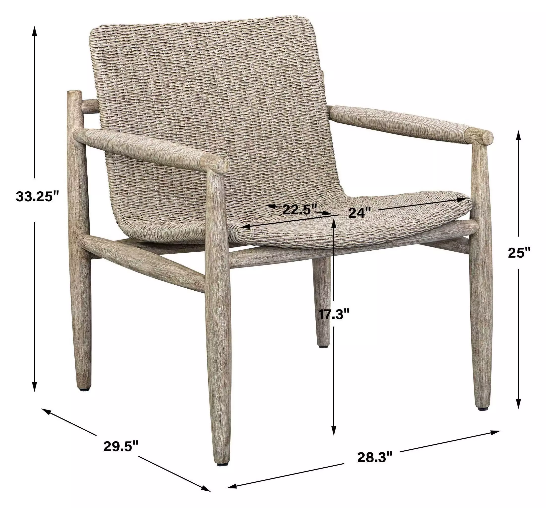 Prescott Oatmeal and Cerused Wheat Outdoor Lounge Chair