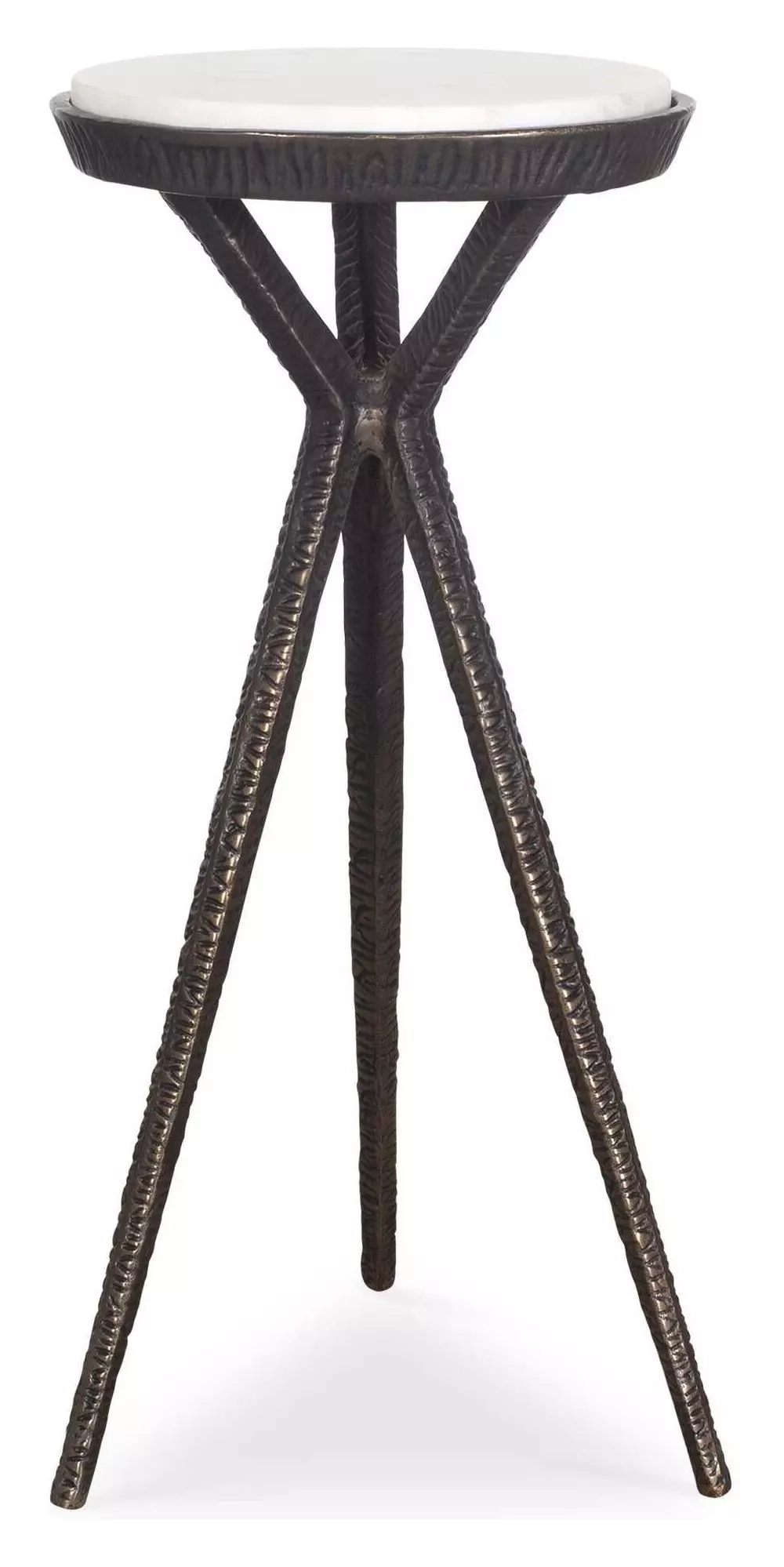 Tilton Dark Bronze and White Round Marble Top Accent Table
